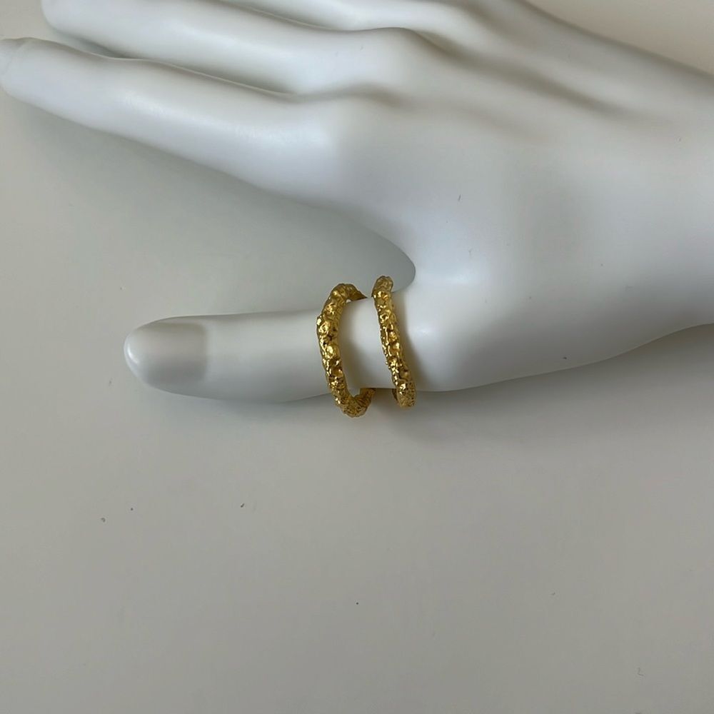 18k brushed gold over sterling silver, gorgeous double line lava gold ring